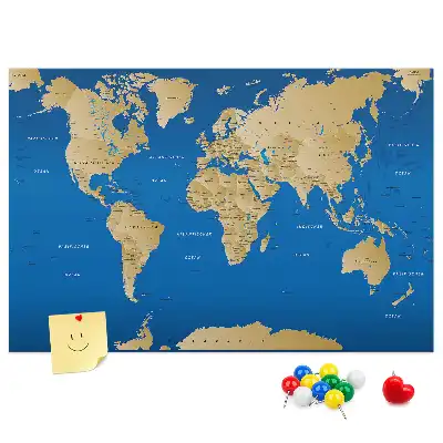 Printed Cork Memo Board World countries
