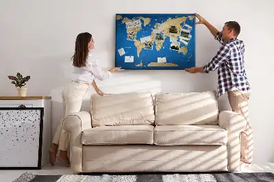 World Map Printed Cork Memo Board