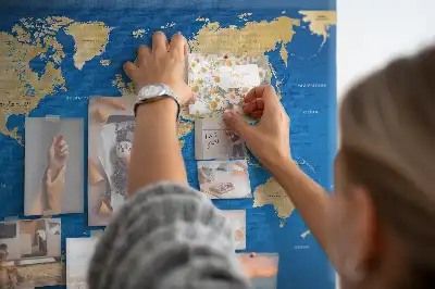 World Map Printed Cork Memo Board