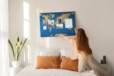 Printed Cork Memo Board World countries