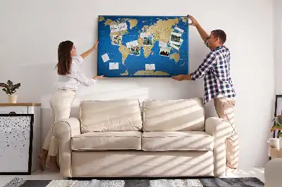 Printed Cork Memo Board World countries