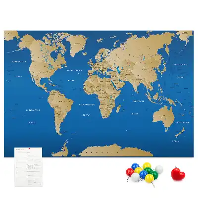 Printed Cork Memo Board World countries