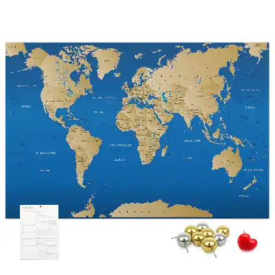 World Map Printed Cork Memo Board