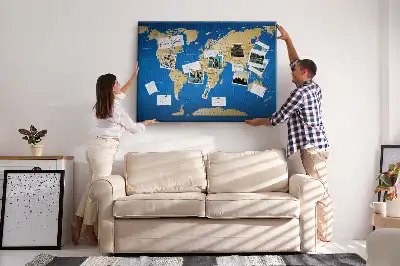 Printed Cork Memo Board World countries