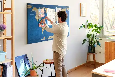 Printed Cork Memo Board World countries