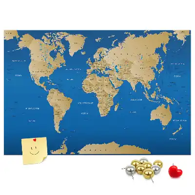 Printed Cork Memo Board World countries