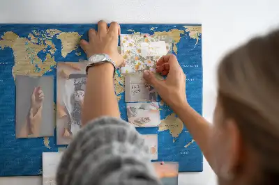 World Map Printed Cork Memo Board