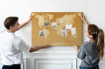 World Map Cork Memo Board