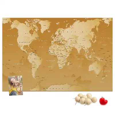 World Map Cork Memo Board