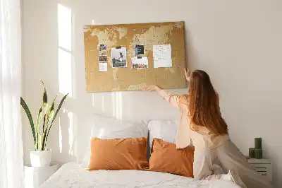 World Map Cork Memo Board