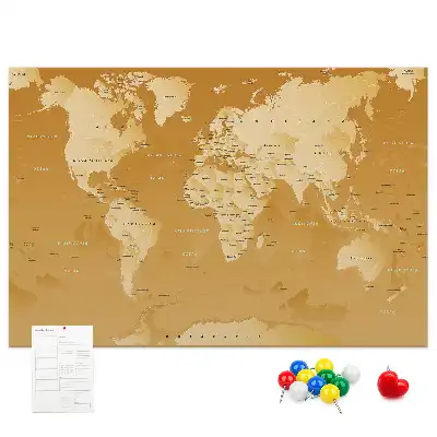 World Map Cork Memo Board