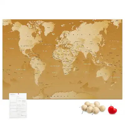 World Map Cork Memo Board