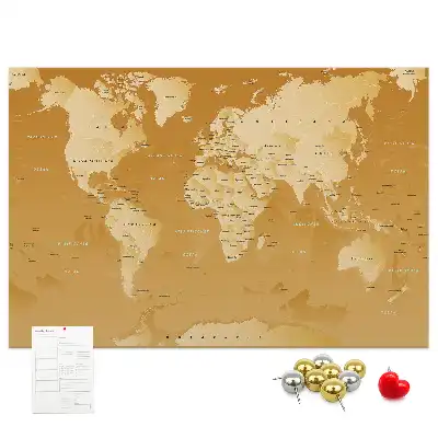 World Map Cork Memo Board