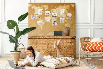 World Map Cork Memo Board