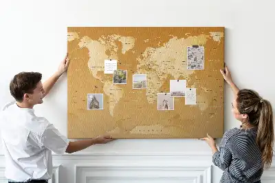 World Map Cork Memo Board