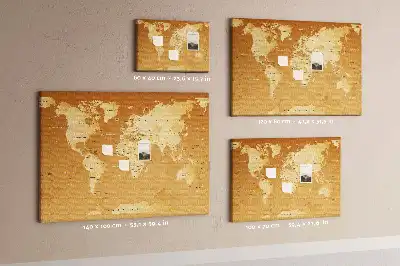 World Map Cork Memo Board