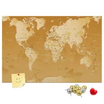 World Map Cork Memo Board