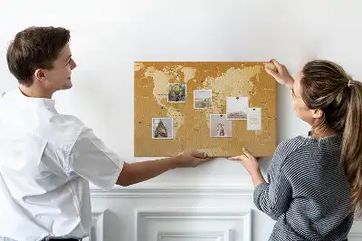 World Map Cork Memo Board