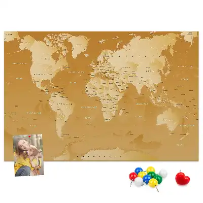 World Map Cork Memo Board