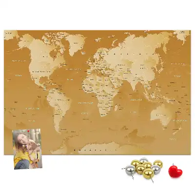 World Map Cork Memo Board