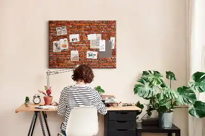 Printed Cork Memo Board featuring an old brick wall design