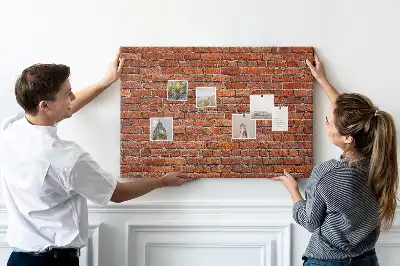 Printed Cork Memo Board featuring an old brick wall design