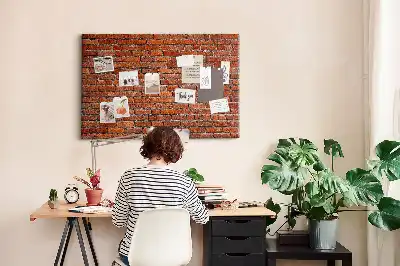 Printed Cork Memo Board featuring an old brick wall design
