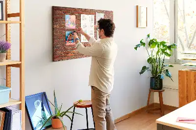 Printed Cork Memo Board Old brick wall