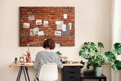 Printed Cork Memo Board Old brick wall