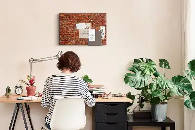Printed Cork Memo Board featuring an old brick wall design