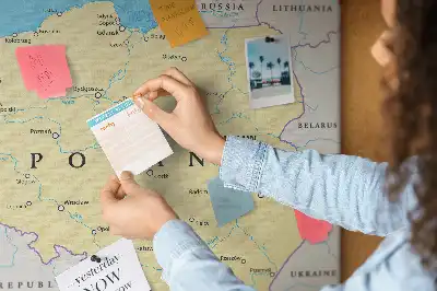 Printed Cork Board Political map of Poland