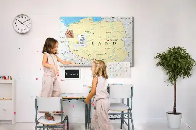 Printed Cork Board Political map of Poland