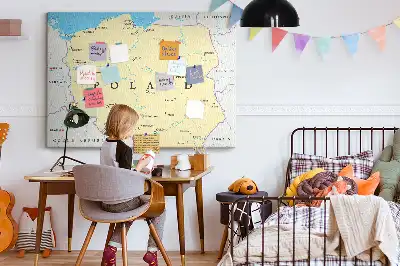 Printed Cork Board Political map of Poland
