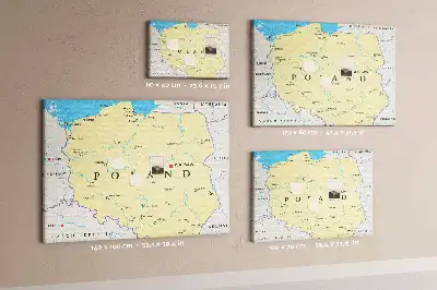 Printed Cork Board Political map of Poland