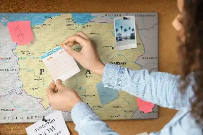 Printed Cork Board Political map of Poland