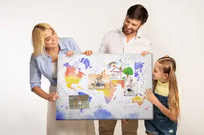 Printed Cork Memo Board Watercolor world map