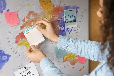 Watercolor World Map Printed Cork Memo Board