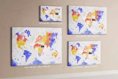 Watercolor World Map Printed Cork Memo Board