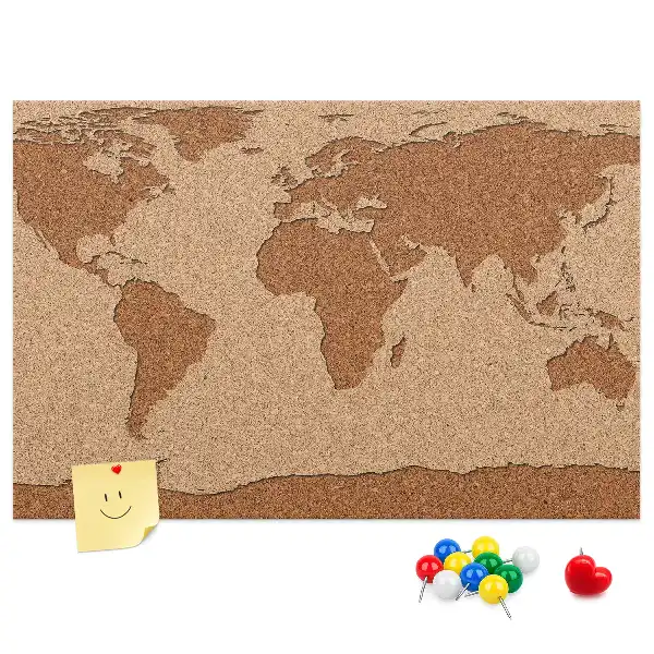 Cork memo board Cork world map