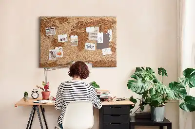 Cork memo board Cork world map