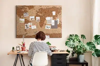 Cork memo board Cork world map