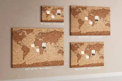 Cork world map memo board