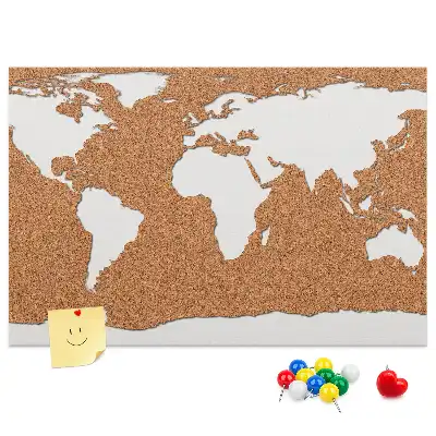 Printed Cork World Map Pin Board
