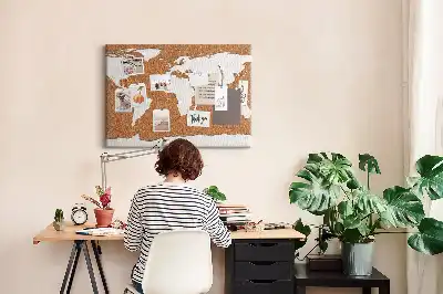 Printed Cork World Map Pin Board
