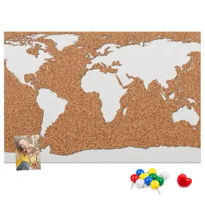 Printed Cork World Map Pin Board