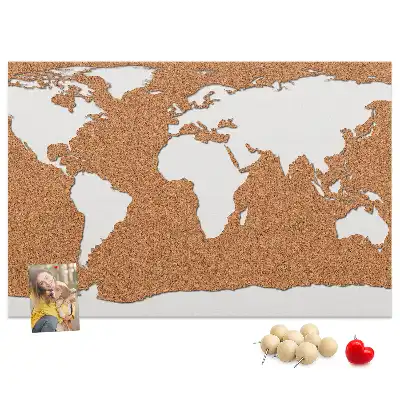Printed Cork World Map Pin Board