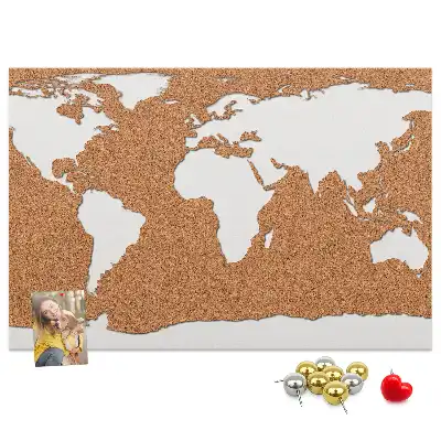 Printed Cork World Map Pin Board
