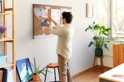 Printed Cork World Map Pin Board
