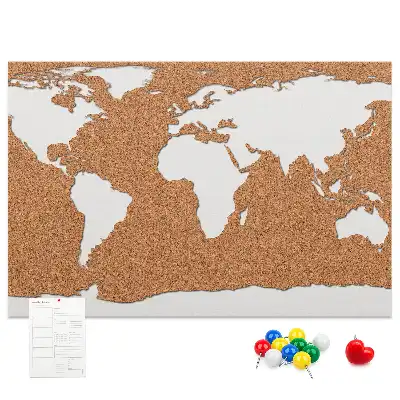 Printed Cork World Map Pin Board