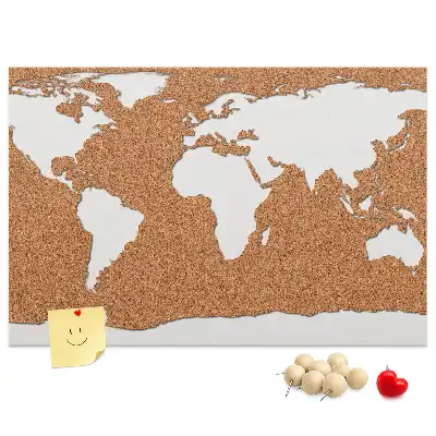 Printed Cork World Map Pin Board